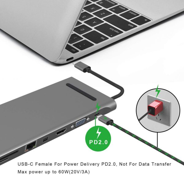 PVTEC USB C Hub Docking Station Aluminum Multi-Function 11 in 1 Hub Pro, Gigabit Ethernet,3.0 USB Ports,SD Card, Headphone/Speaker Connections,HDMI/VGA/SD/TF/RJ45/USB-C Converter - Image 8