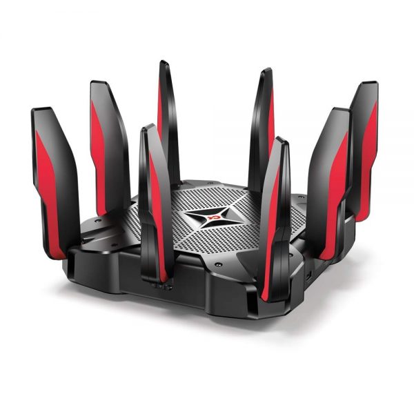 TP-Link AC5400 Tri Band Gaming Router – MU-MIMO, 1.8GHz Quad-Core 64-bit CPU, Game First Priority, Link Aggregation, 16GB Storage, Airtime Fairness, Secured WiFi, Works with Alexa (Archer C5400X)