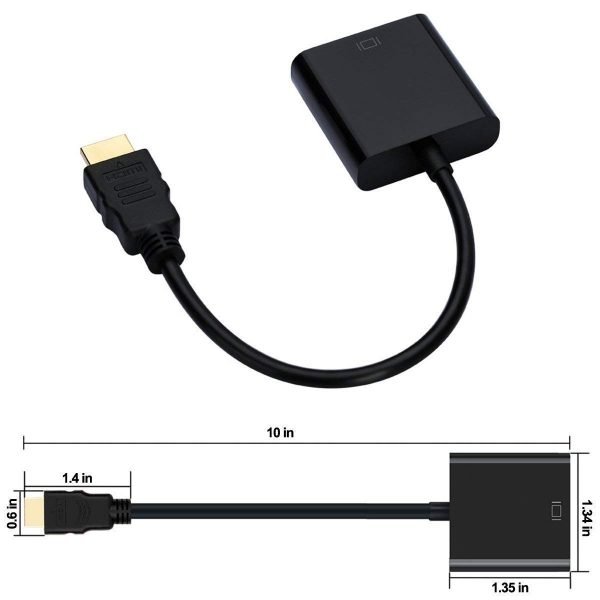 PVTEC HDMI Male to VGA Female Video Converter Adapter Cable (Black) - Image 2