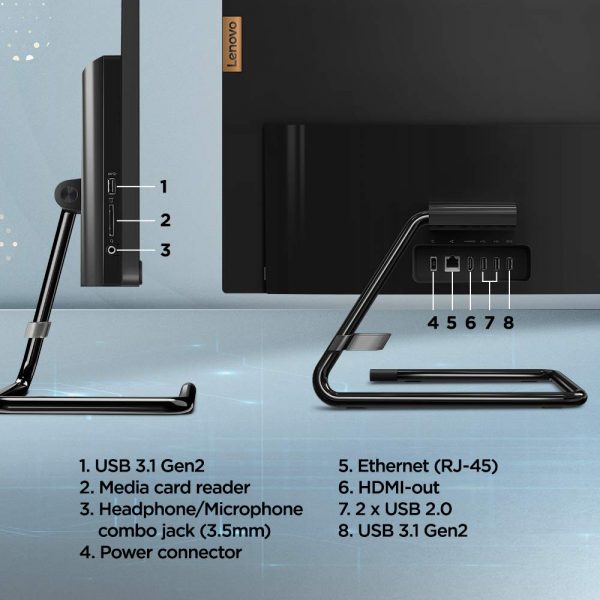 Lenovo IdeaCentre A340 23.8” FHD IPS All-in-One Desktop (10th Gen Intel Core i3-10110U/8GB/512GB SSD/Win 10/Office/with Slim DVD±RW/HD 720p Camera/Wireless Keyboard & Mouse), Business Black F0E800U0IN - Image 6