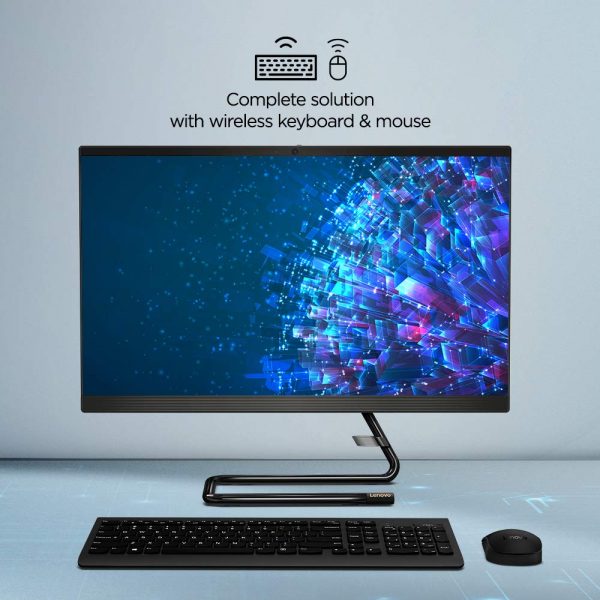 Lenovo IdeaCentre A340 23.8” FHD IPS All-in-One Desktop (10th Gen Intel Core i3-10110U/8GB/512GB SSD/Win 10/Office/with Slim DVD±RW/HD 720p Camera/Wireless Keyboard & Mouse), Business Black F0E800U0IN - Image 4