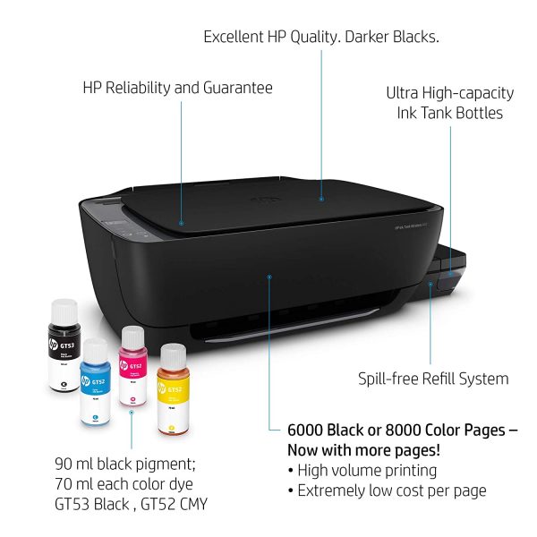 HP Ink Tank 410 WiFi Colour Printer, Scanner and Copier for Home/Office,High Capacity Tank (4000 Black and 8000 Colour),Low Cost per Page(10paise for B/W and 20 Paise for Colour), Borderless Print - Image 8
