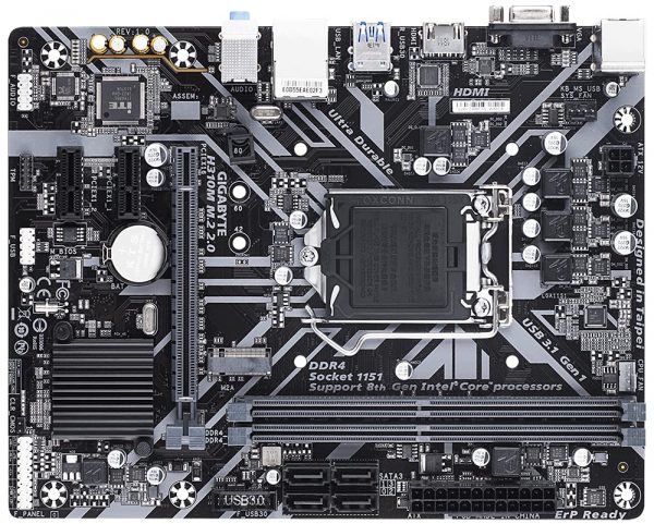 GIGABYTE H310M M.2 2.0 Ultra Durable Motherboard with 8118 Gaming LAN, PCIe Gen2 x2 M.2, HDMI 1.4, D-Sub Ports for Multiple Display - Image 4