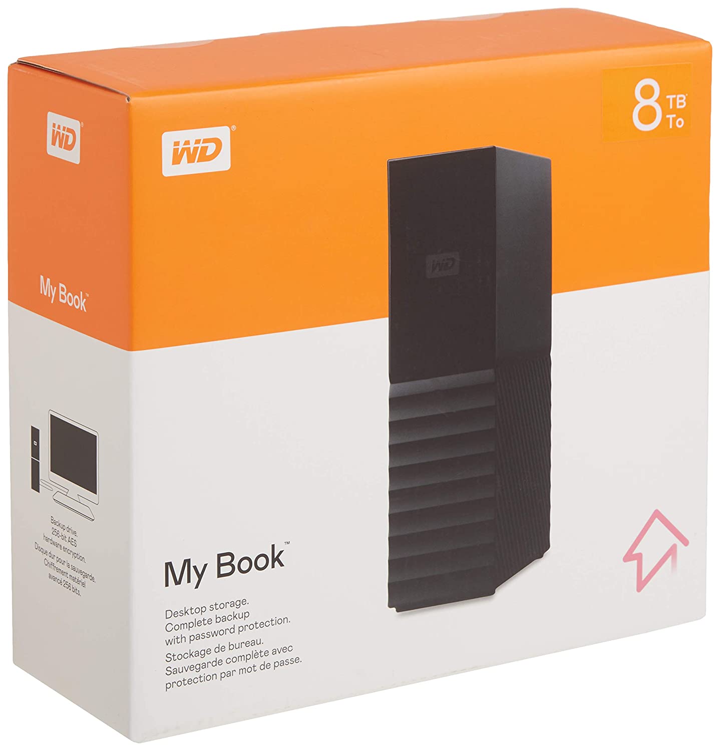 WDBBGB0080HBK-NESN WD 8TB My Book Desktop External Hard Drive USB 3.0 