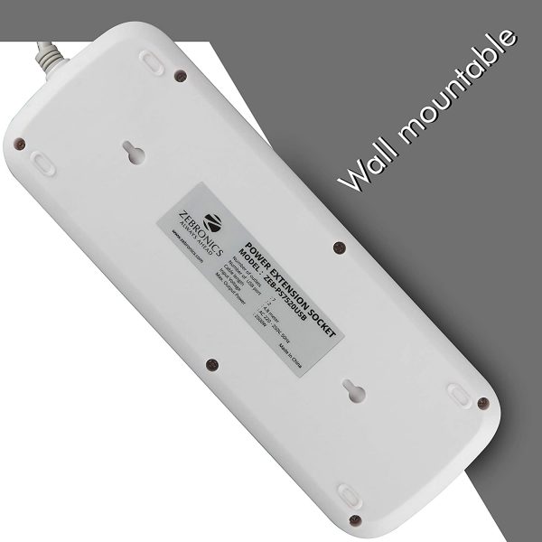 Zebronics Zeb-PS7520USB Extension Socket with 7 Universal sockets and 2 USB Ports with 4.8 Meters Power Cable - Image 2