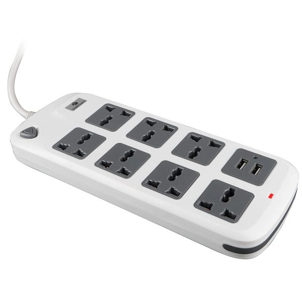 Zebronics Zeb-PS7520USB Extension Socket with 7 Universal sockets and 2 USB Ports with 4.8 Meters Power Cable