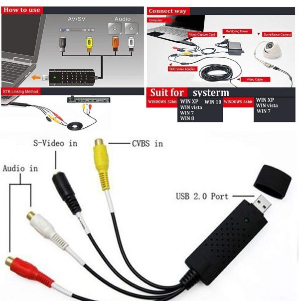 USB 2.0 Easycap Audio and Video Capturing Device Directly from TV Dc60 Tv DVD VHS Video Adapter Capture Card Audio Av Capture Support Windows Xp/7/Vista 32 - Image 7