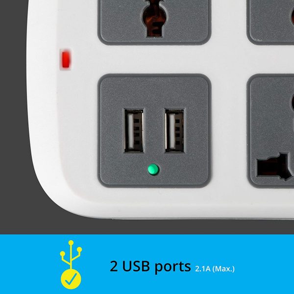 Zebronics Zeb-PS7520USB Extension Socket with 7 Universal sockets and 2 USB Ports with 4.8 Meters Power Cable - Image 5