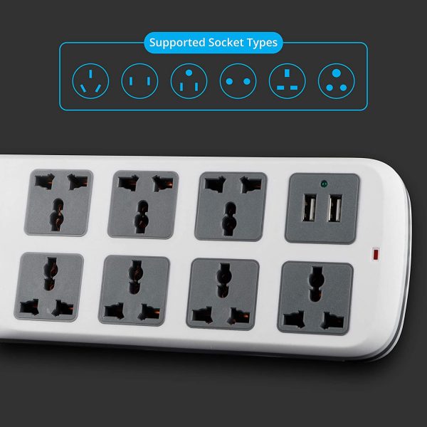 Zebronics Zeb-PS7520USB Extension Socket with 7 Universal sockets and 2 USB Ports with 4.8 Meters Power Cable - Image 3