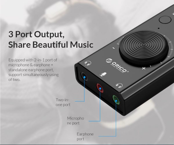 ORICO Driver Free USB External Sound Card with 2 Headset Port + 1 Microphone Port (SC2) - Image 6