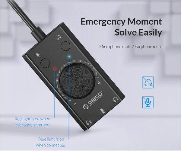 ORICO Driver Free USB External Sound Card with 2 Headset Port + 1 Microphone Port (SC2) - Image 8