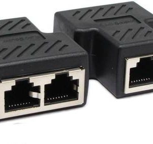 RJ45 Splitter Connectors Adapter 1 to 2 Ethernet Splitter Coupler Double Socket HUB Interface Contact Modular Plug Connect Network LAN Internet Cat5 Cat6 Cable 2 Pack