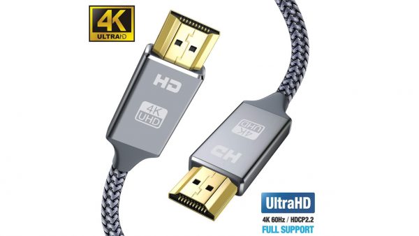 High Speed HDMI To HDMI Cable Nylon braiding, Heavy Metal, Gold Plating, Copper HDMI Cable (Compatible with 4k UHDTV, Set top Box, Gaming, Laptop, Television, Computer, Black, One Cable) (1.8 Meter)