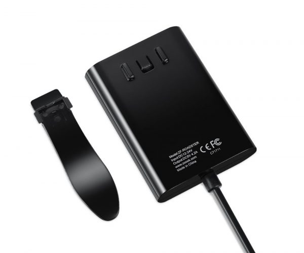 Zoook Roadster 4 Port Hi-Speed USB Car Charger & Extension Hub with 6 Feet (1.8 Meter) Cable & Back Seat Clip - Image 2
