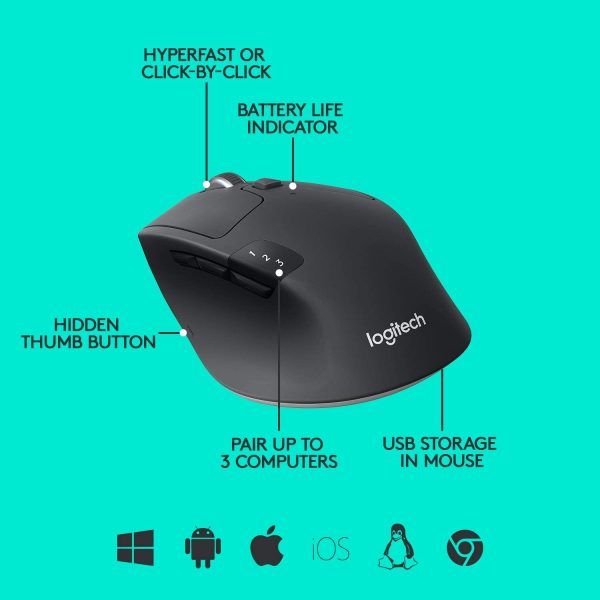 Logitech M720 Triathlon Multi-Device Wireless Mouse - Image 2