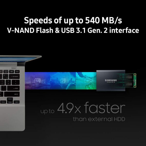 Samsung T5 1TB Up to 540MB/s USB 3.1 Gen 2 (10Gbps, Type-C) External Solid State Drive (Portable SSD) Deep Black (MU-PA1T0B) - Image 6