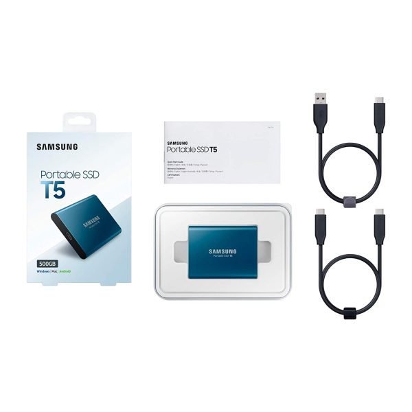Samsung T5 500GB Up to 540MB/s USB 3.1 Gen 2 (10Gbps, Type-C) External Solid State Drive (Portable SSD) Alluring Blue (MU-PA500B) - Image 5