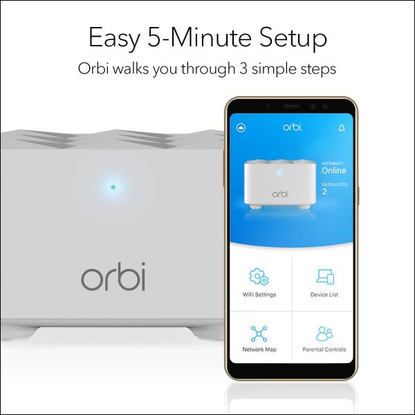 NETGEAR Orbi Whole Home Mesh WiFi System (RBK13) – Eliminate WiFi Dead Zones and Enhance Speeds, Covers up to 4,500 sq. ft. with 1 Router & 2 Satellites - Image 2