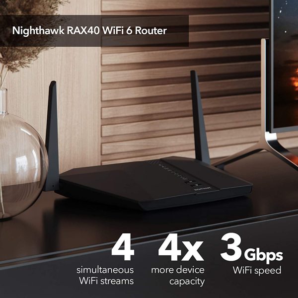 NETGEAR Nighthawk AX4 4-Stream WiFi 6 Router (RAX40) - AX3000 Wireless Speed (up to 3Gbps) | Coverage for Small-to-Medium Homes | 4 x 1G Ethernet and 1 x 3.0 USB Ports - Image 4