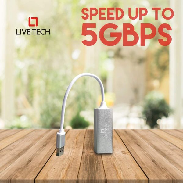 Live Tech Sprint USB 3.0 to LAN 100/1000 Mbps Speed Gigabyte Ethernet RJ45 Network Cable Convertor Adapter - Image 5