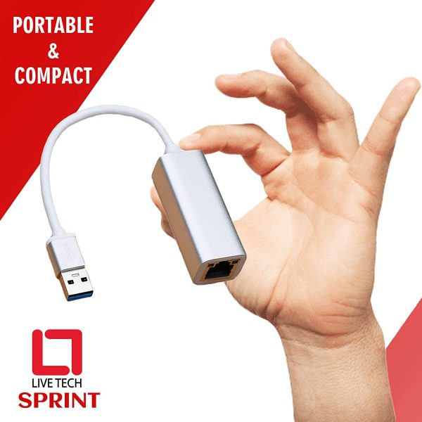 Live Tech Sprint USB 3.0 to LAN 100/1000 Mbps Speed Gigabyte Ethernet RJ45 Network Cable Convertor Adapter - Image 6