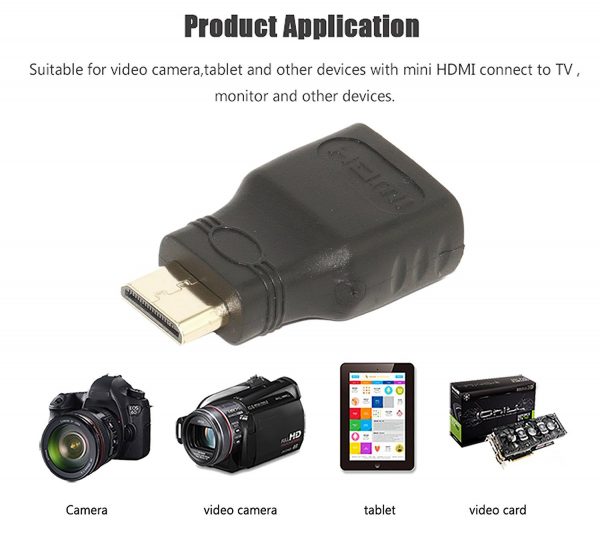 Mini HDMI Male to HDMI Female Adapter Converter Plug (Black) - Image 2