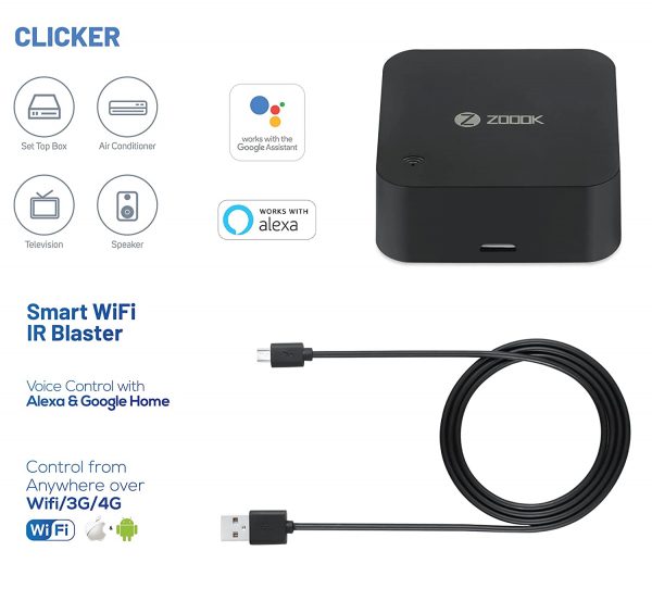 Zoook Clicker WiFi Smart Home Universal Remote with Amazon Alexa | Remote for Air Conditioner | TV | DTH |Home Theatre (Black) - Image 8