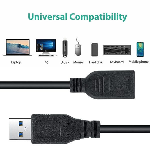 USB 3.0 Male A to Female A Extension Cable Speed 5GBps for Laptop/PC/Printers - 3 meter Black - Image 6