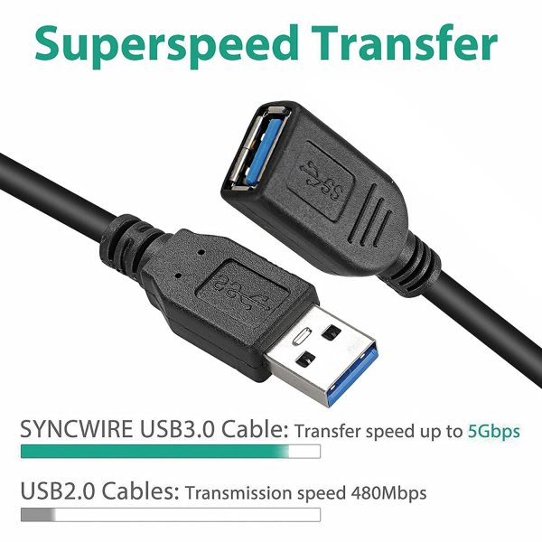 USB 3.0 Male A to Female A Extension Cable Speed 5GBps for Laptop/PC/Printers - 3 meter Black - Image 7