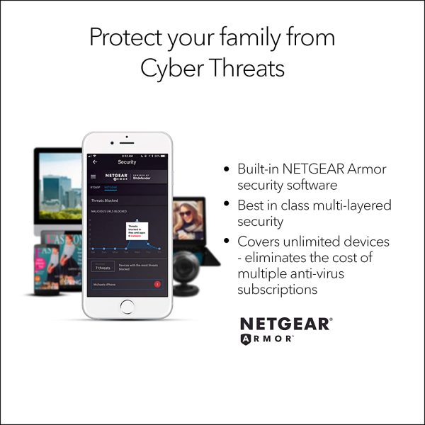 NETGEAR Nighthawk AX4 4-Stream WiFi 6 Router (RAX40) - AX3000 Wireless Speed (up to 3Gbps) | Coverage for Small-to-Medium Homes | 4 x 1G Ethernet and 1 x 3.0 USB Ports - Image 8