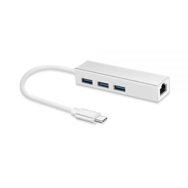 TYPE - C 3.1 HUB WITH 3 Port USB Hub Lan Adapter(1000 Mbps)