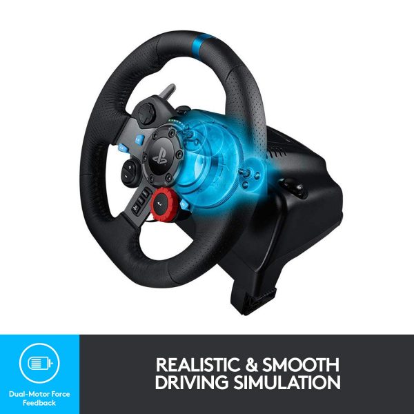 Logitech G29 Driving Force Racing Wheel and Floor Pedals, Real Force, Stainless Steel Paddle Shifters, Leather Steering Wheel Cover, Adjustable Floor Pedals, PS5/PS4/PS3/PC/Mac – Black - Image 5