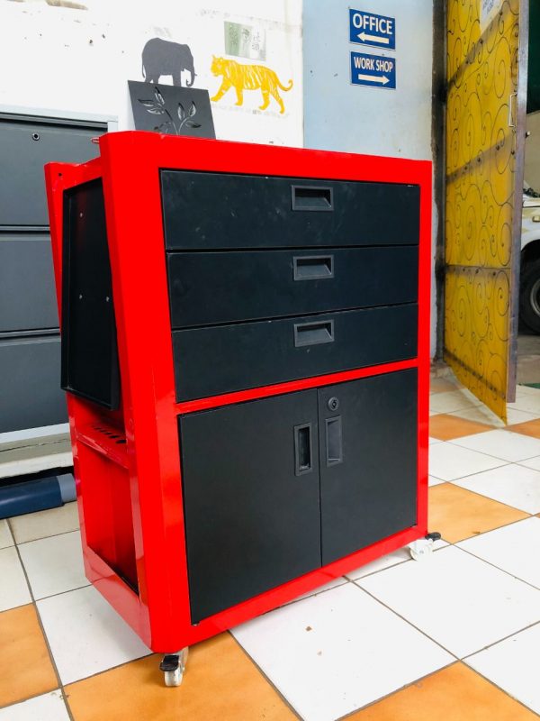 Tool Box Trolley on Wheels - Heavy Duty Cart Steel Rolling Tool Box with Lockable Doors - Image 4