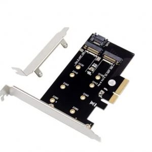 Dual M.2 PCIE Adapter for SATA or PCIE NVMe SSD, M.2 SSD NVME (m Key) and SATA (b Key) 2280 2260 2242 2230 to PCI-e 3.0 x 4 Host Controller Expansion Card