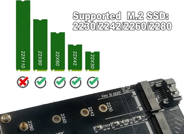 Dual M.2 PCIE Adapter for SATA or PCIE NVMe SSD, M.2 SSD NVME (m Key) and SATA (b Key) 2280 2260 2242 2230 to PCI-e 3.0 x 4 Host Controller Expansion Card - Image 5