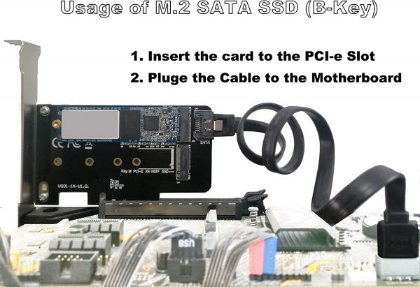 Dual M.2 PCIE Adapter for SATA or PCIE NVMe SSD, M.2 SSD NVME (m Key) and SATA (b Key) 2280 2260 2242 2230 to PCI-e 3.0 x 4 Host Controller Expansion Card - Image 2