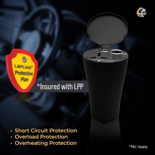 Lapcare 150W Portable Smart Car Charger with Dual USB Fast Charging Port, AC pin, Cigarette Lighter. - Image 5