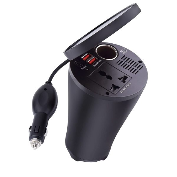 Lapcare 150W Portable Smart Car Charger with Dual USB Fast Charging Port, AC pin, Cigarette Lighter. - Image 3