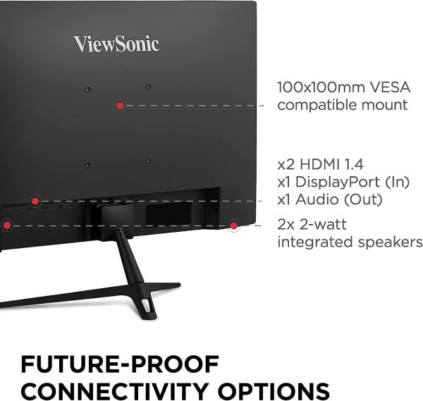ViewSonic Omni VX2428 24 Inch Gaming Monitor 165hz 0.5ms 1080p IPS with FreeSync Premium, Frameless, HDMI, DisplayPort, Black - Image 3