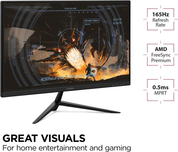 ViewSonic Omni VX2428 24 Inch Gaming Monitor 165hz 0.5ms 1080p IPS with FreeSync Premium, Frameless, HDMI, DisplayPort, Black - Image 4