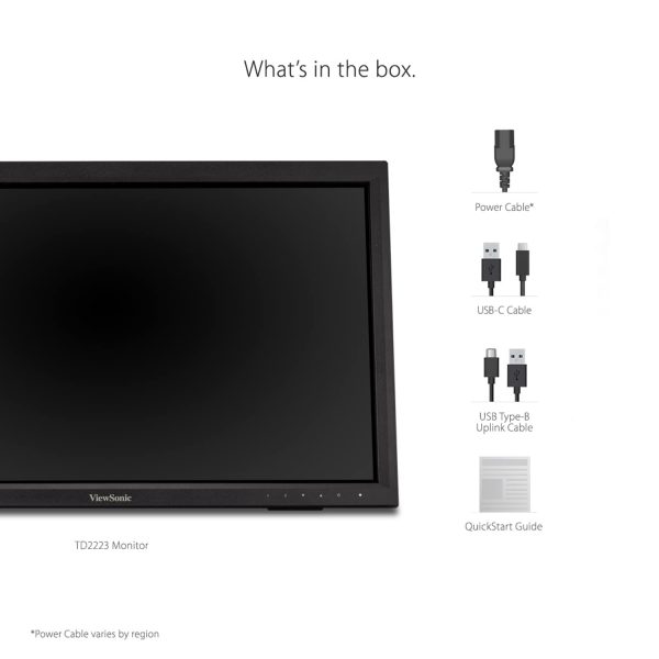 ViewSonic Touch Monitor TD2223 54.61 cm (22") LCD 1920 x 1080 Pixels FHD 1080, IR 10 - Point Touch, 7H Hardness, 75Hz, Dual Speakers, USB 2.0 (Type A x 2 ; Type B x 1), HDMI, DVI, VGA, Black - Image 2