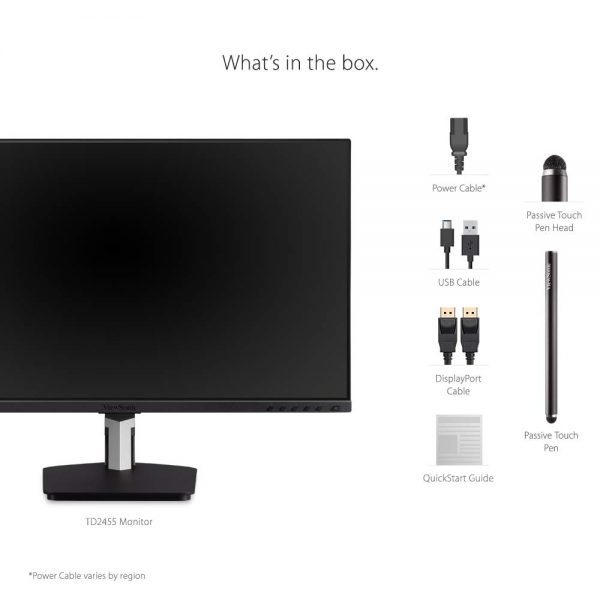 ViewSonic Touch Monitor TD2455 60.45 cm (23.8") FHD (1080) IPS - Projected Capacitive Touch, Advanced Ergonomics, Passive Stylus, Daisey Chain, USB 3.1 (Type A, Type B, Type C), HDMI, DP in & Out - Image 8