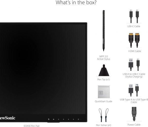 ViewSonic ID2456 24 Inch Touch Display Tablet with Active Stylus, Advanced Ergonomics and USB C for Digital Writing, Graphics Drawing, Remote Teaching, Distance Learning,Black - Image 7