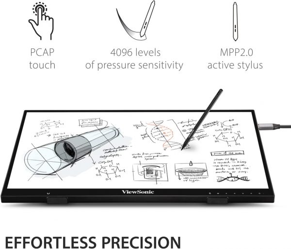 ViewSonic ID2456 24 Inch Touch Display Tablet with Active Stylus, Advanced Ergonomics and USB C for Digital Writing, Graphics Drawing, Remote Teaching, Distance Learning,Black - Image 2