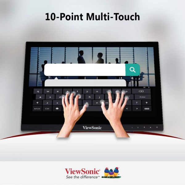 ViewSonic Touch Monitor Td1630-3 16 Inch (39.62 Cm) LCD Fhd 1366 X 768 Pixels 10-Point Projected Capactive Touch, 7H Hardness, Win10 & Linux, Dual Speakers,Bluelight Filter, Hdmi, Vga, Black - Image 3