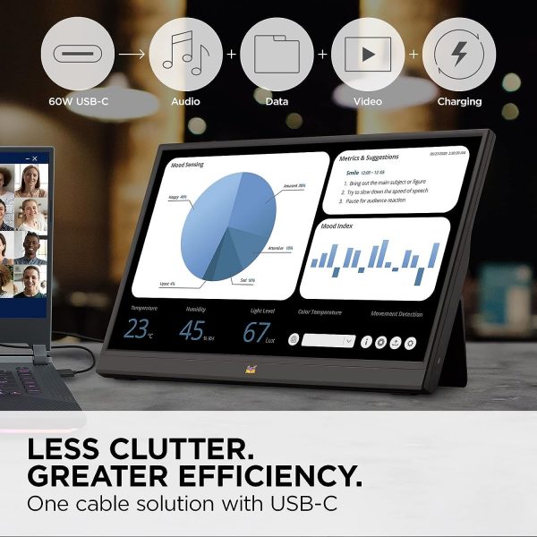 ViewSonic Touch Monitor VA1655 16 Inch (40.64 cm) LCD 1920 x 1080Pixels SuperClear IPS Panel Portable Monitor, Full HD 1080p, Less Than 1 KG 9.85 mm Slim, Dual Integrated Speakers, Eye Care, HDMI, DP, Black - Image 3