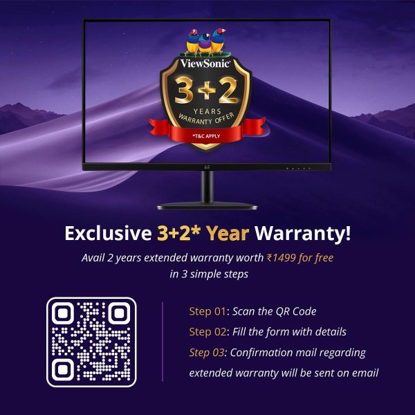 ViewSonic 27 Inch IPS FHD 75Hz AMD Free Sync with 2W*Speakers, HDMI, VGA, Wall Mount, Bezel Less, View Mode, Eye-Care, Flicker Free, Srgb105% & 5 Year Warranty Upon Registration- VA2732-MH - Image 4