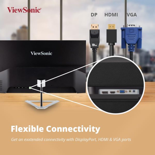 ViewSonic 32-inch 75Hz FHD HDR10 sRGB 104% IPS Monitor with Slim Bezel & Metallic Triangle Sliver Stand, HDMI, DP, Speaker*2, Eye-Care, Flicker Free, & 5Year Warranty Upon Registration - VX3276-MHD-3 - Image 2