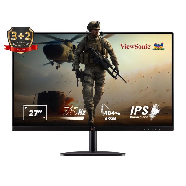 ViewSonic 27 Inch IPS FHD 75Hz AMD Free Sync with 2W*Speakers, HDMI, VGA, Wall Mount, Bezel Less, View Mode, Eye-Care, Flicker Free, Srgb105% & 5 Year Warranty Upon Registration- VA2732-MH