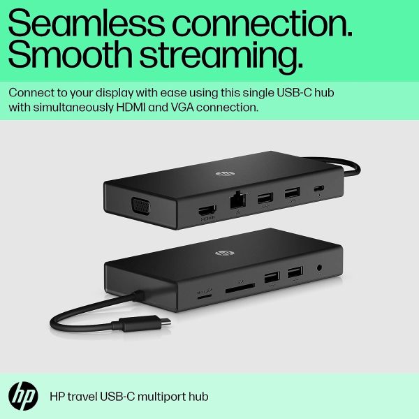HP Travel USB-C Multi Port Hub Docking Station with USB-C, RJ-45, HDMI, SD and Micro SD Slots - 1C1Y5AA, Black - Image 5